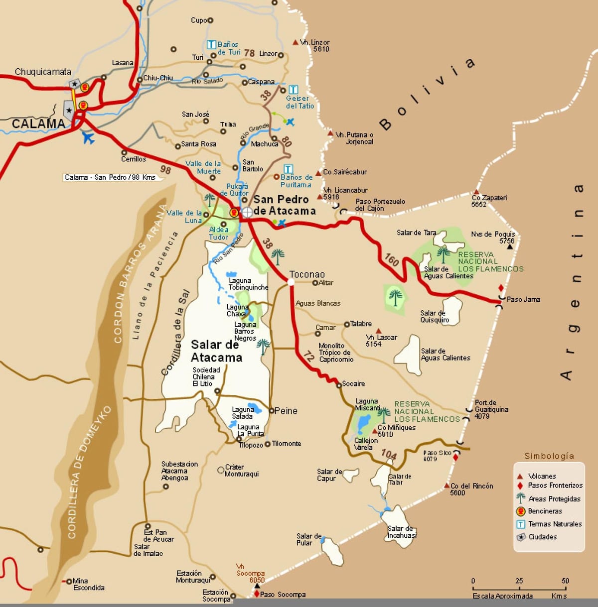 atacama ਮਾਰੂਥਲ ਚਿਲੀ ਨਕਸ਼ਾ